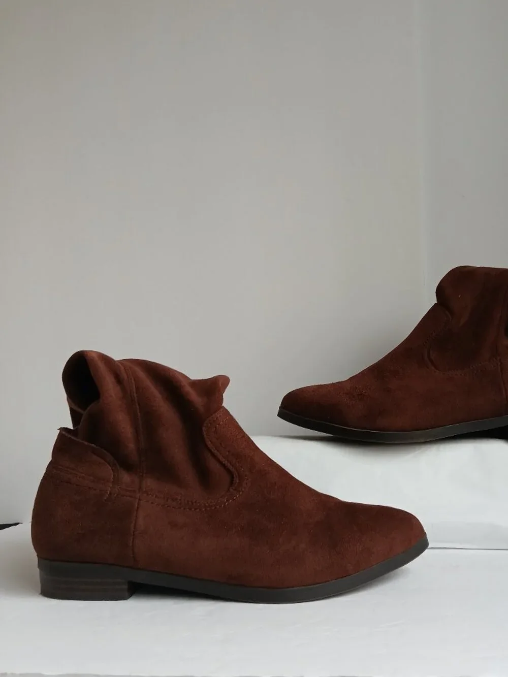 Brown Suede Wide Calf Flat Over the Knee Boot Side Zip TieTop NWOB Sz8.5 WW